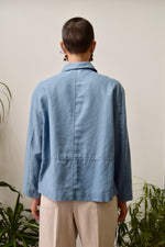 Powder Blue Linen Blend Shacket