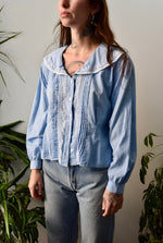 Pale Blue Embroidered Blouse