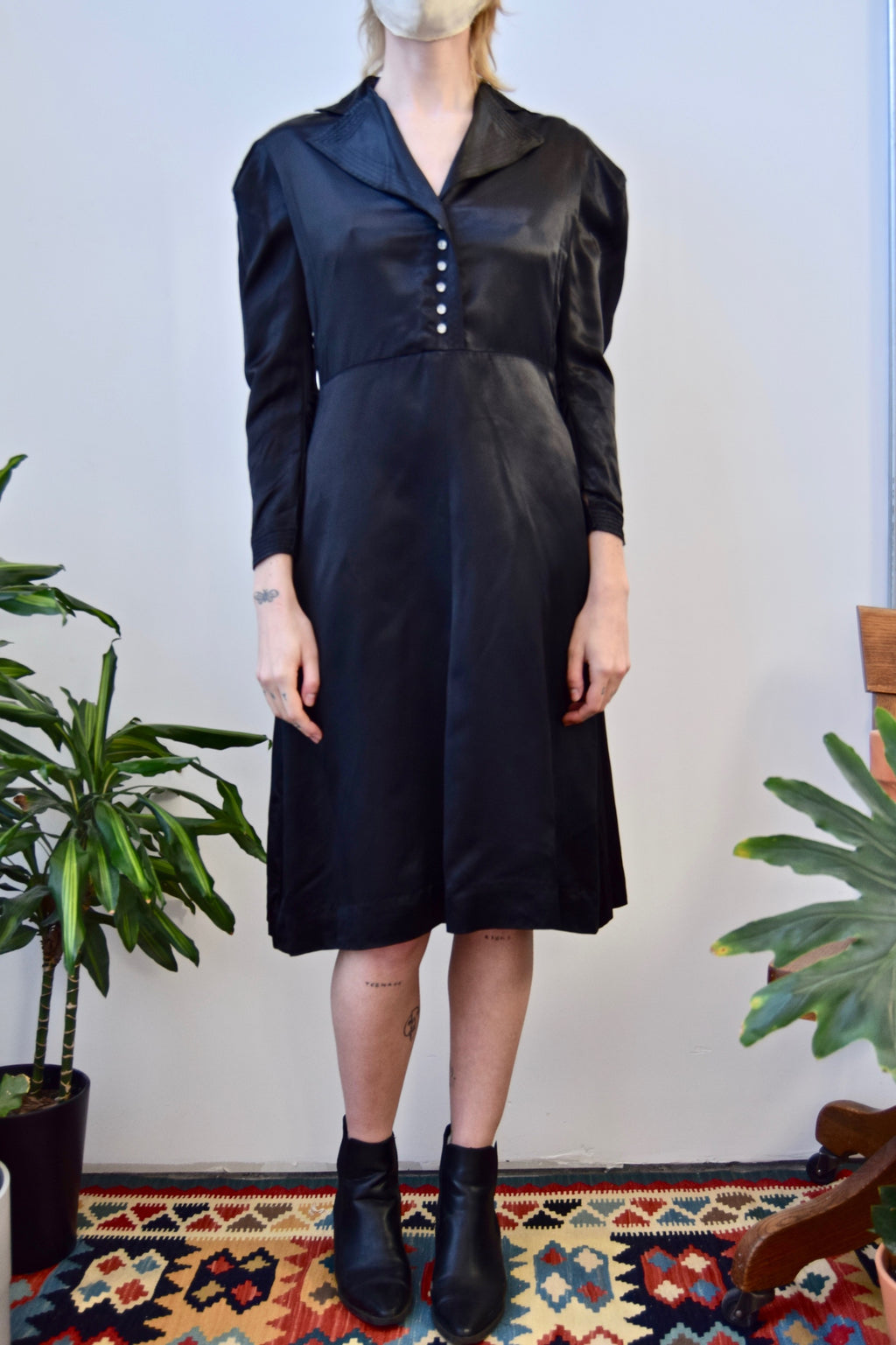 1940's Satin Puff Sleeve Dress