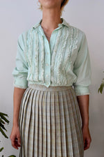 Minty Lace Ruffle Blouse