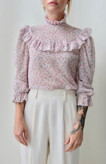 Soft Pink 70's Floral Blouse