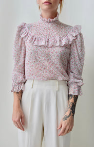 Soft Pink 70's Floral Blouse