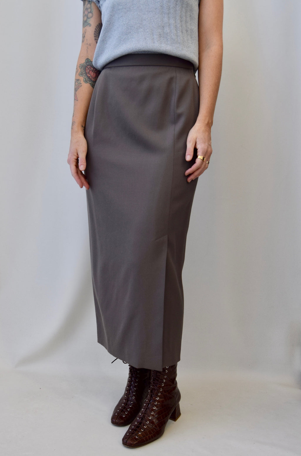 Sage Wool Maxi Skirt