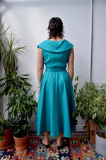 Eighties Teal Linen Dress