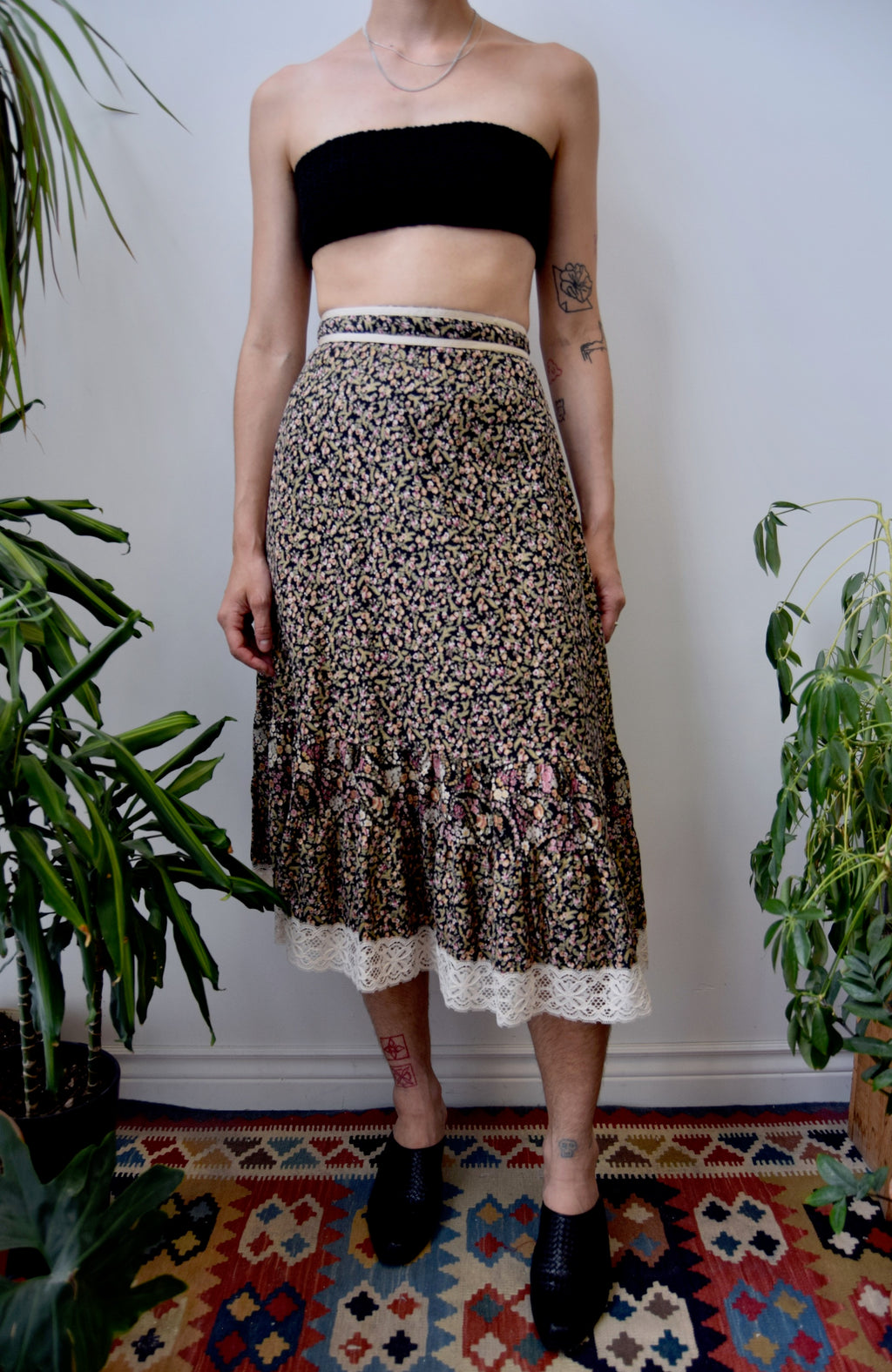 Seventies Floral Peasant Skirt