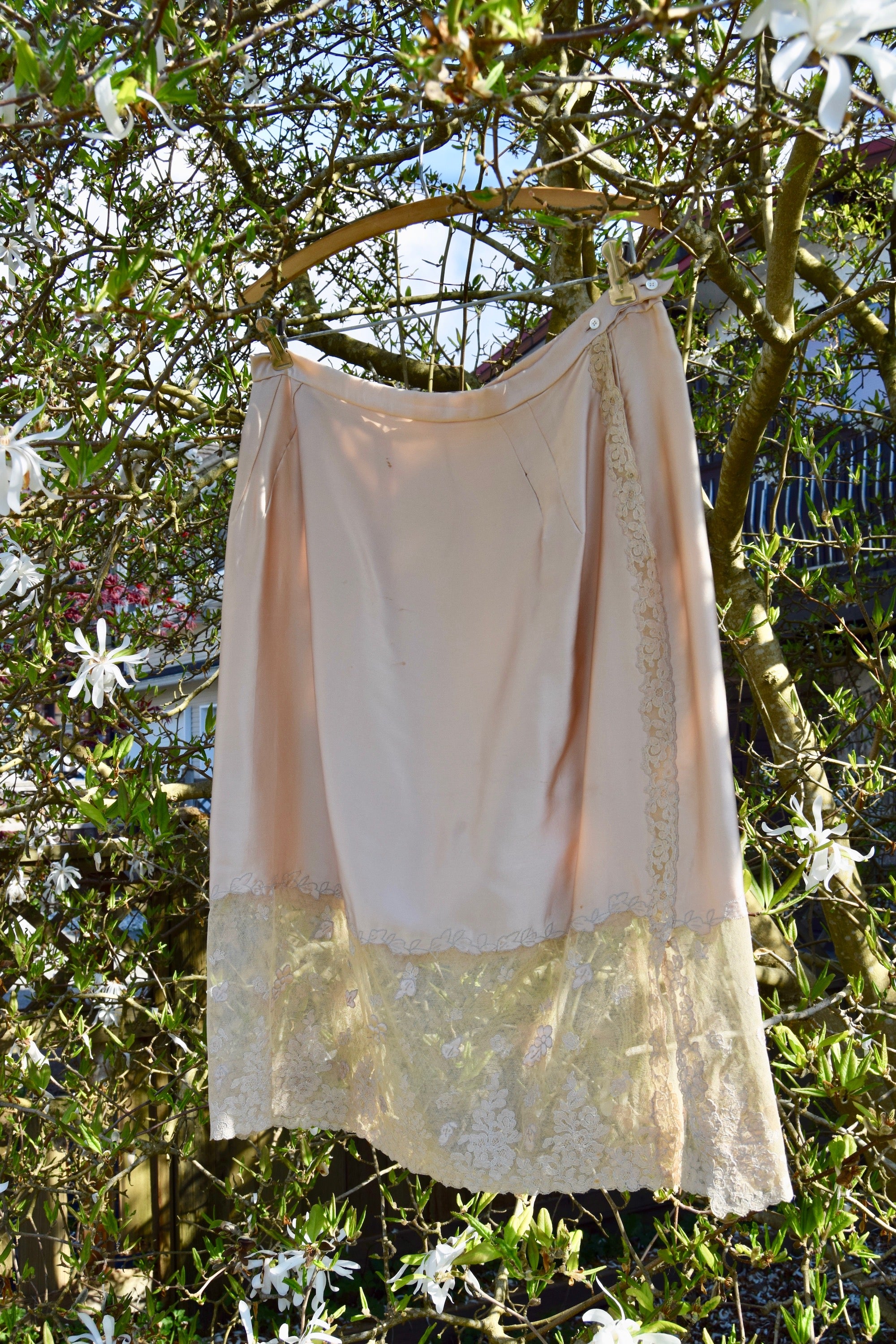 Antique Silk And Lace Skirt Slip