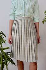 Minty Plaid Wool Skirt