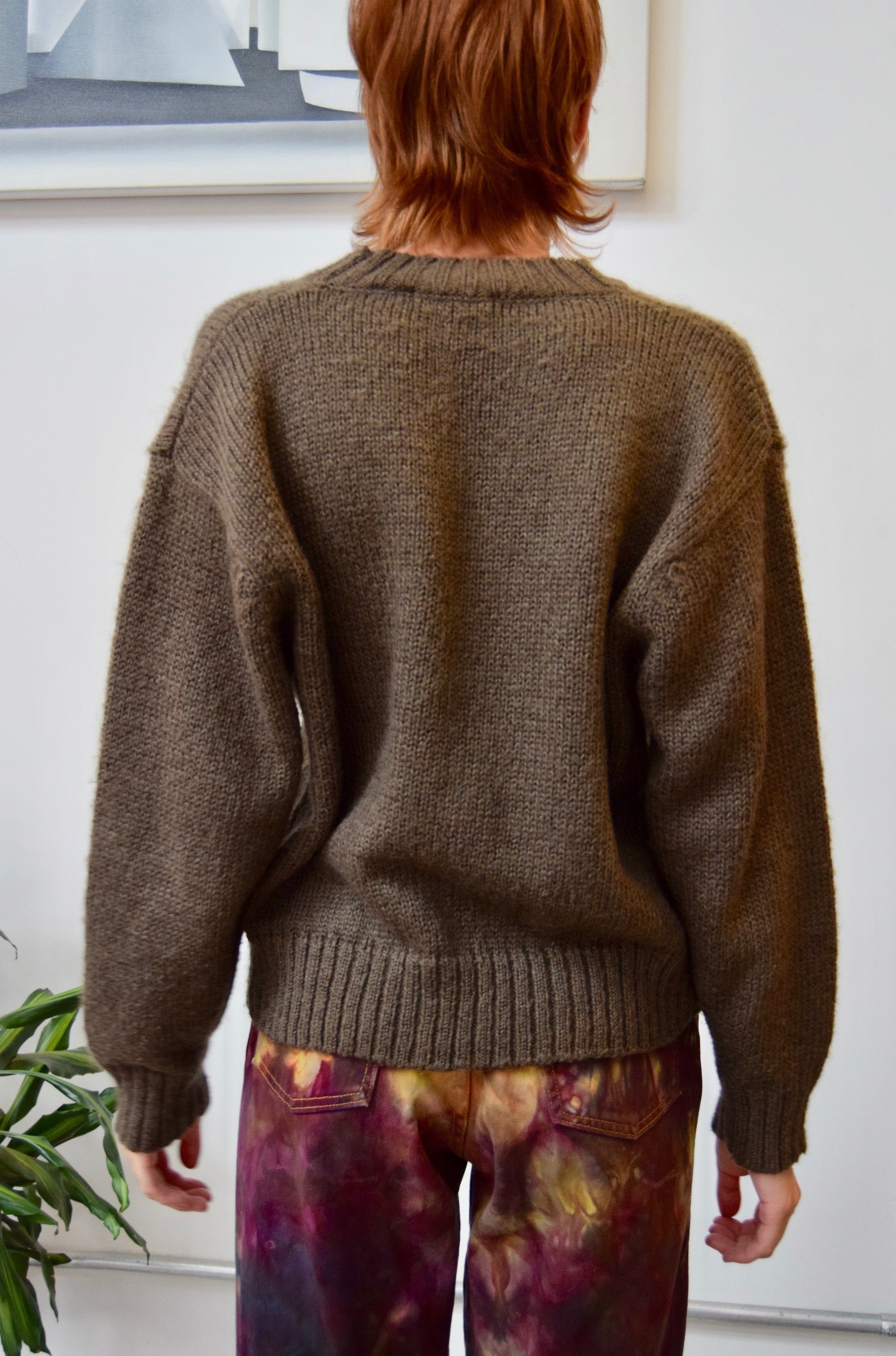 Taupe Mohair Blend Cardigan