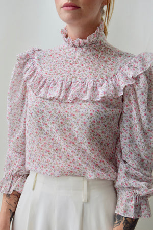 Soft Pink 70's Floral Blouse