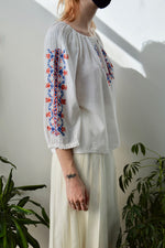 Vintage Gauzy Embroidered Peasant Top