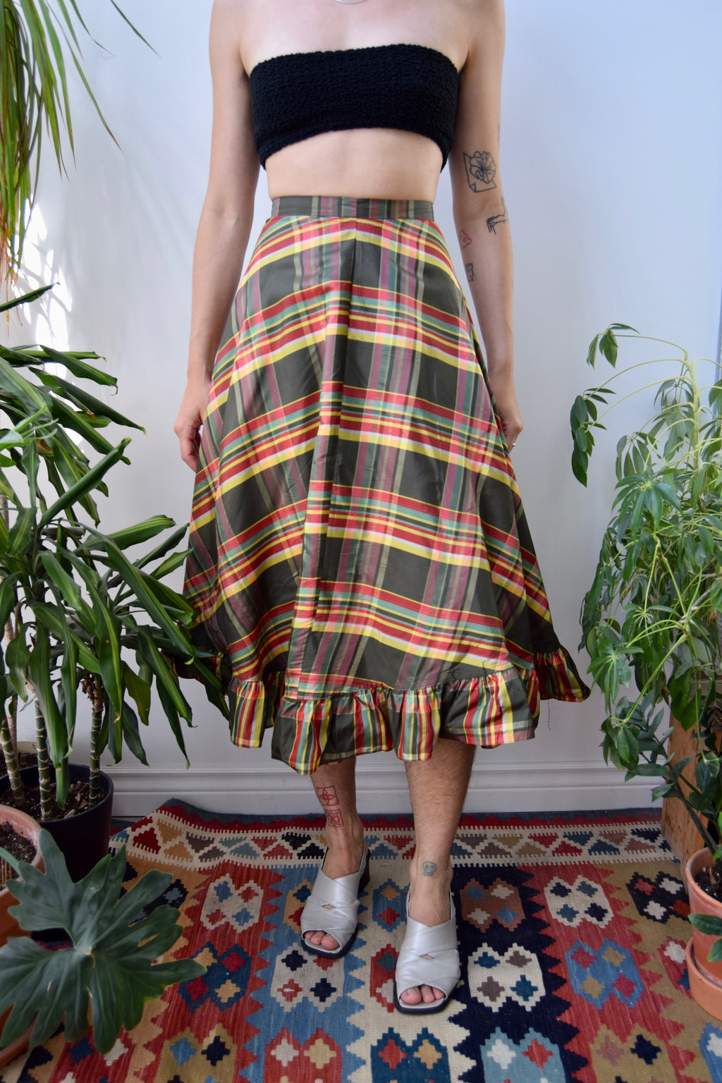 Plaid Taffeta Skirt