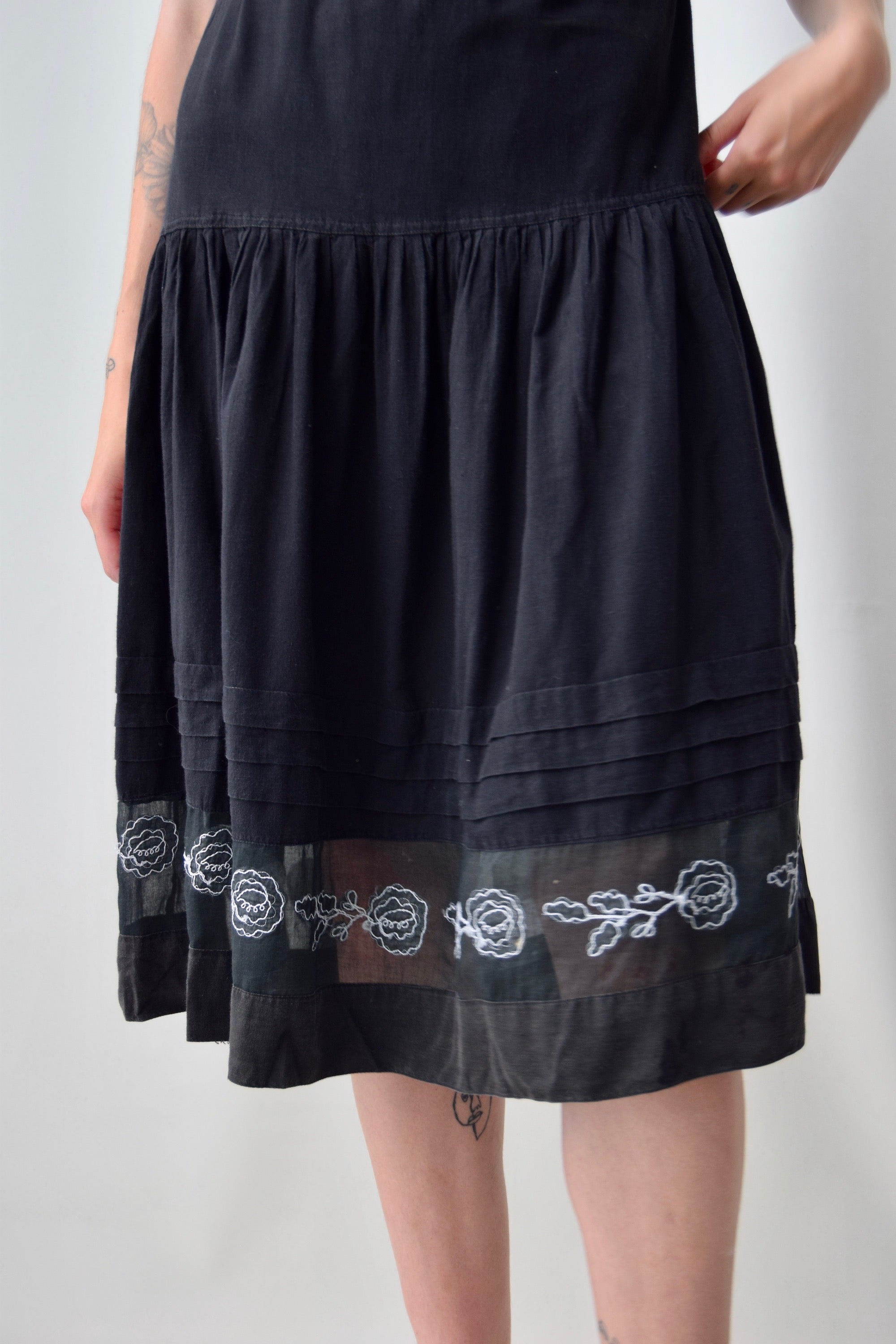 80's Indian Cotton Black Summer Dress