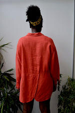 Red Linen Button Up
