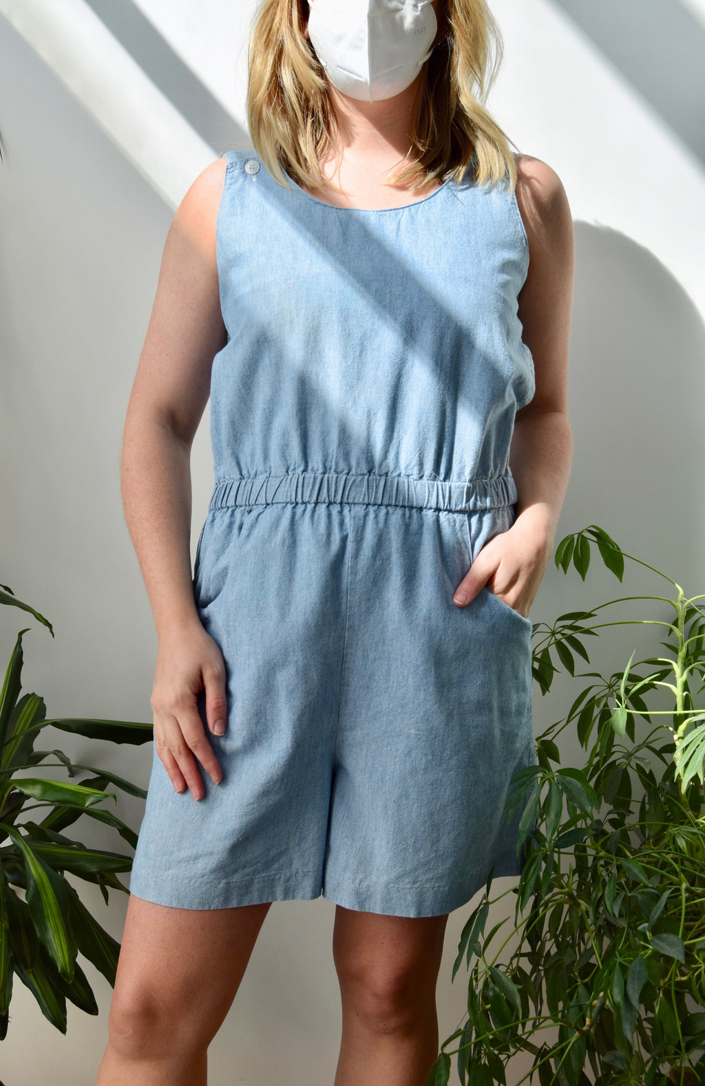 Chambray Button Romper