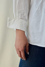 Vintage Crisp White Cotton Embroidered Shirt