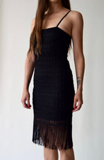 Black Sexy Crocheted Fringe Dress