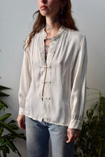 Pastel Embroidered Silk Blouse
