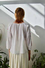 Vintage Gauzy Embroidered Peasant Top