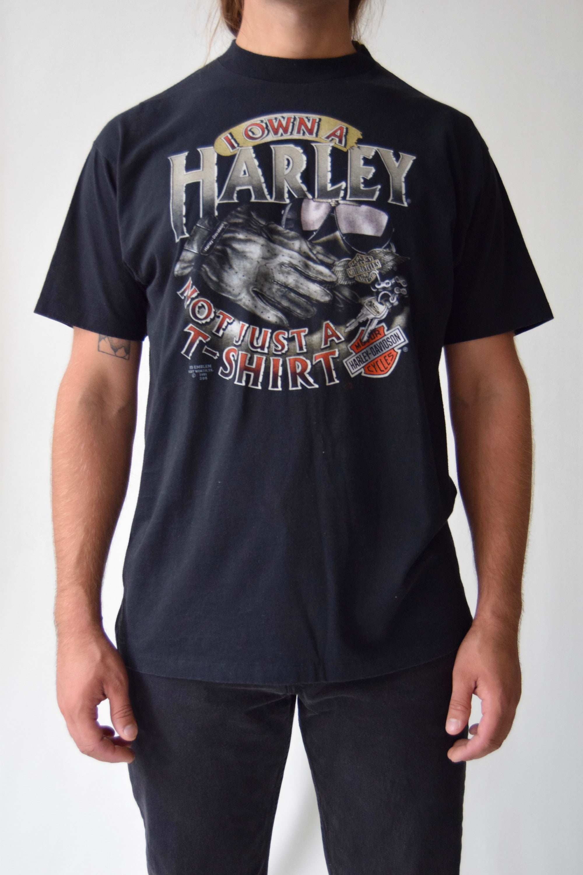 Vintage Harley 91' 3D Emblem Biker T-Shirt