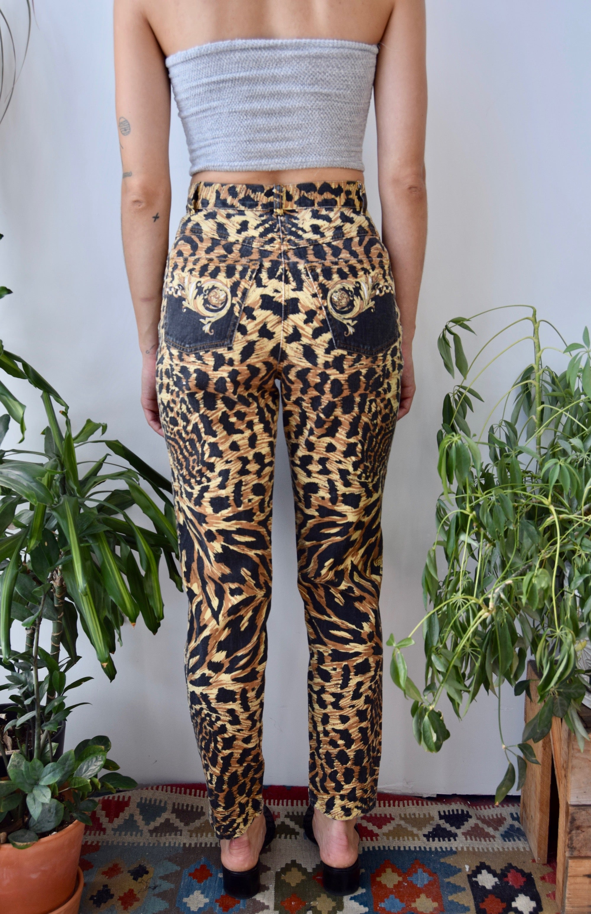 Leopard And Chain Nineties Jeans