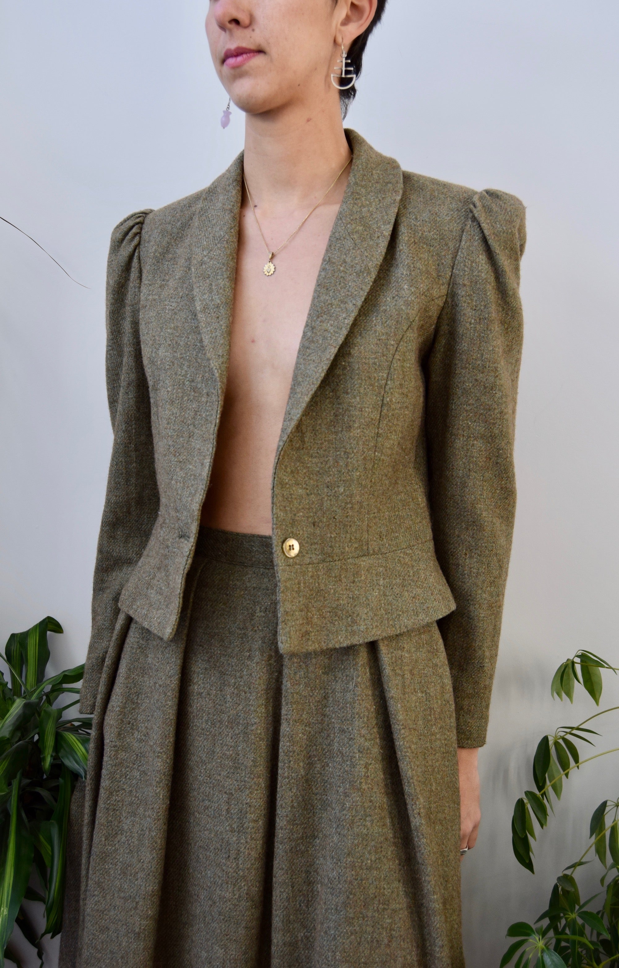 Vintage Wool Blend Skirt Suit