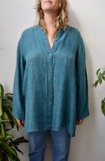 Deep Sea Linen Blouse