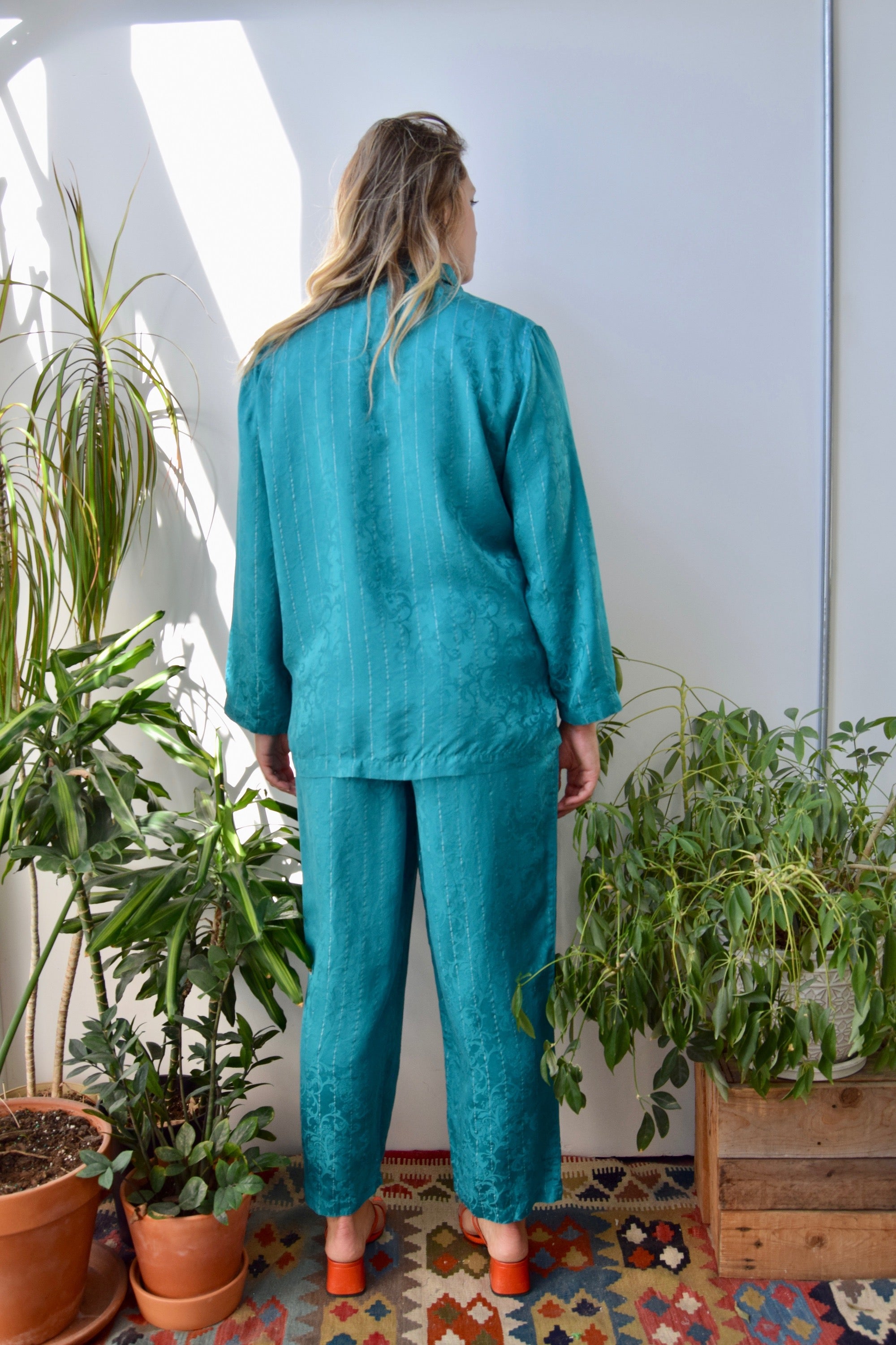 Teal Silk Sleep Set