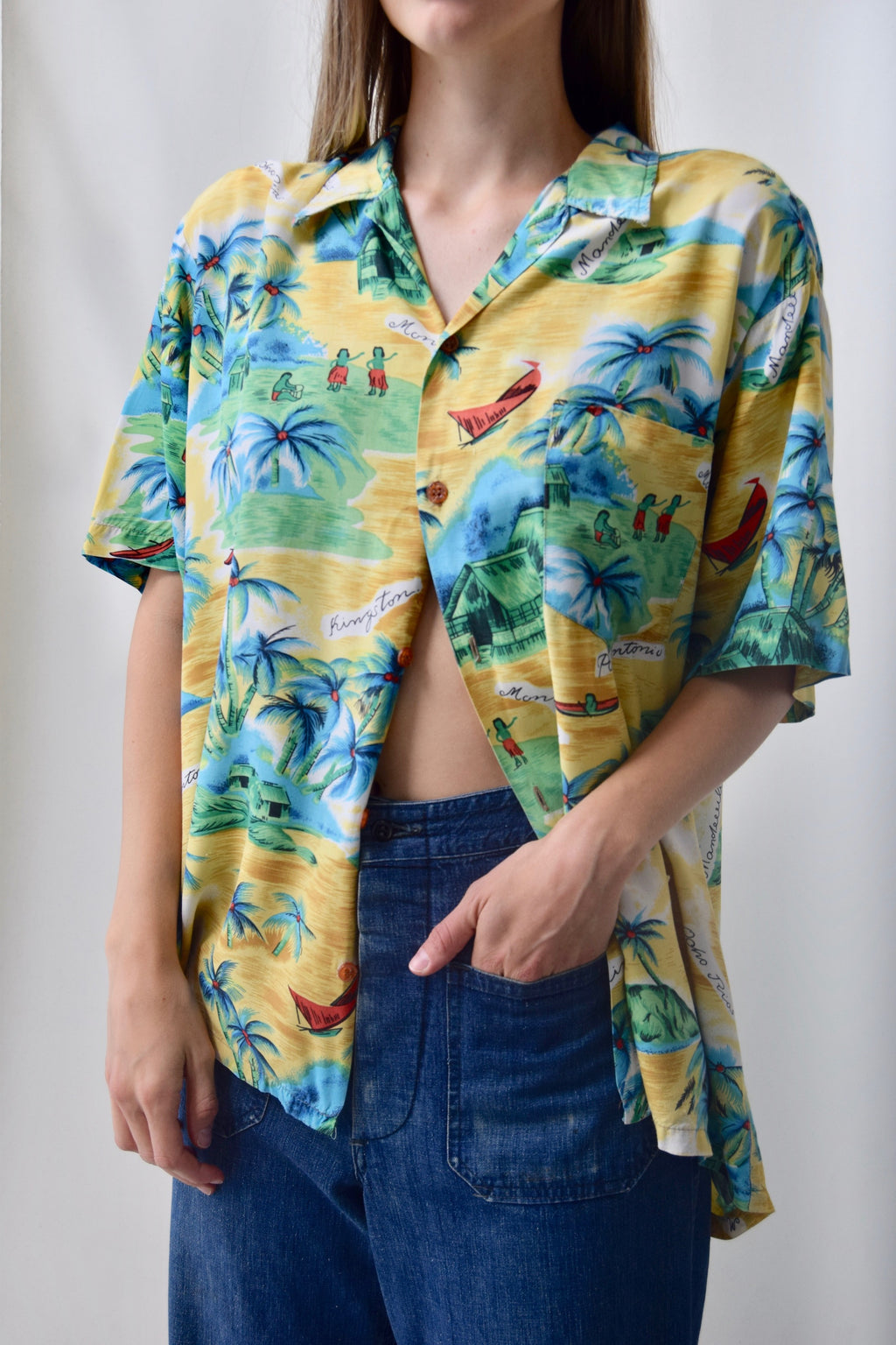 60's Men's Rayon Hawaiian Button Up