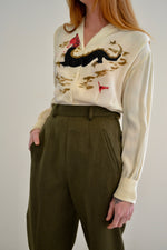 1940's "Art Originals of California" Hand Painted Dragon Blouse