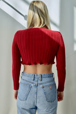 Community "Scissor Happy" Cranberry Ribbed Crop tOP