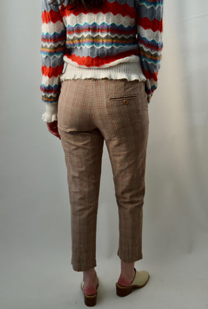 Marni Red Brown & Beige Plaid Trousers