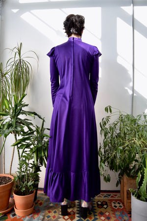 Seventies Purple Rain Ruffle Dress