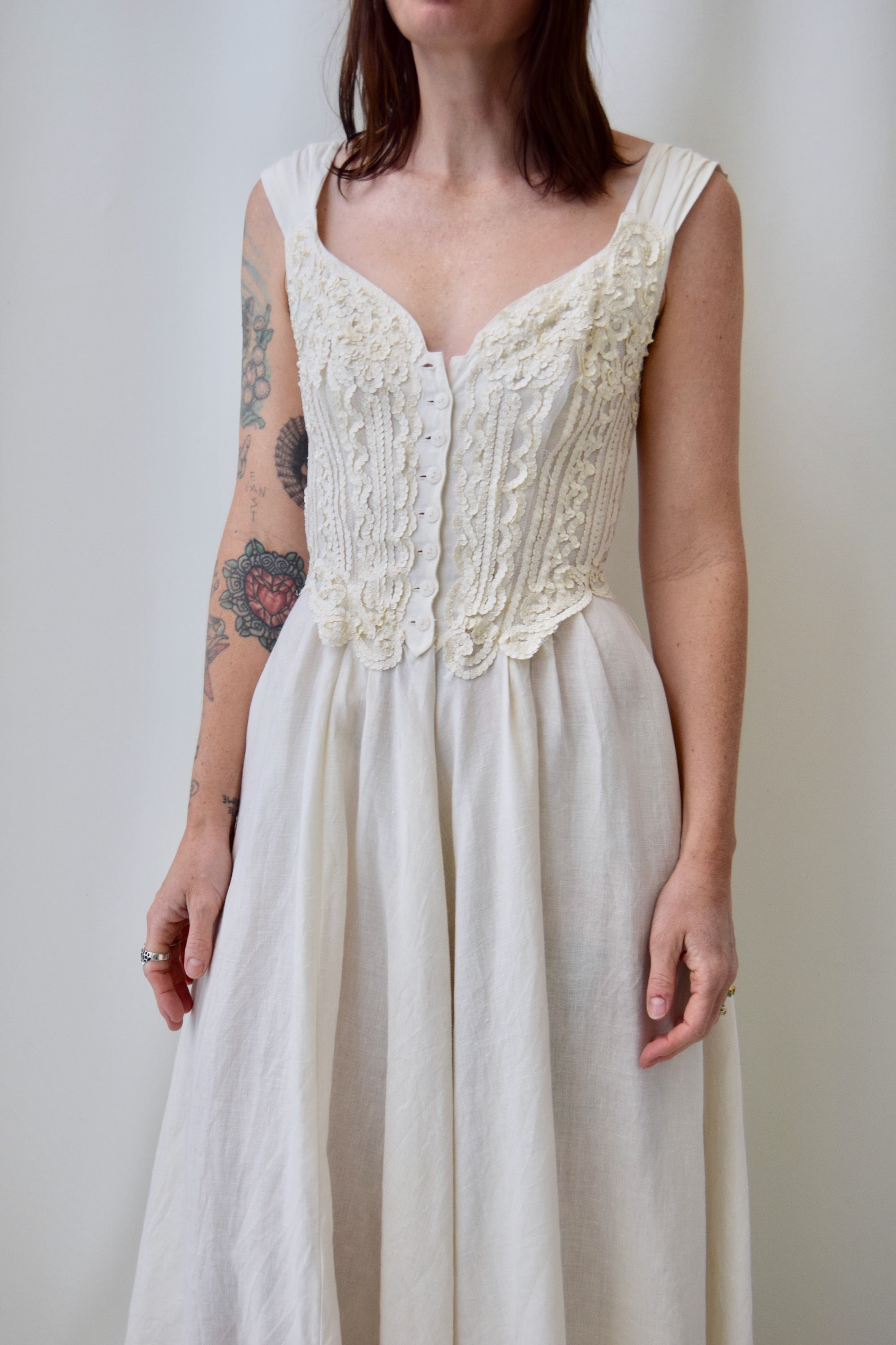 Cream Linen Corset Dress