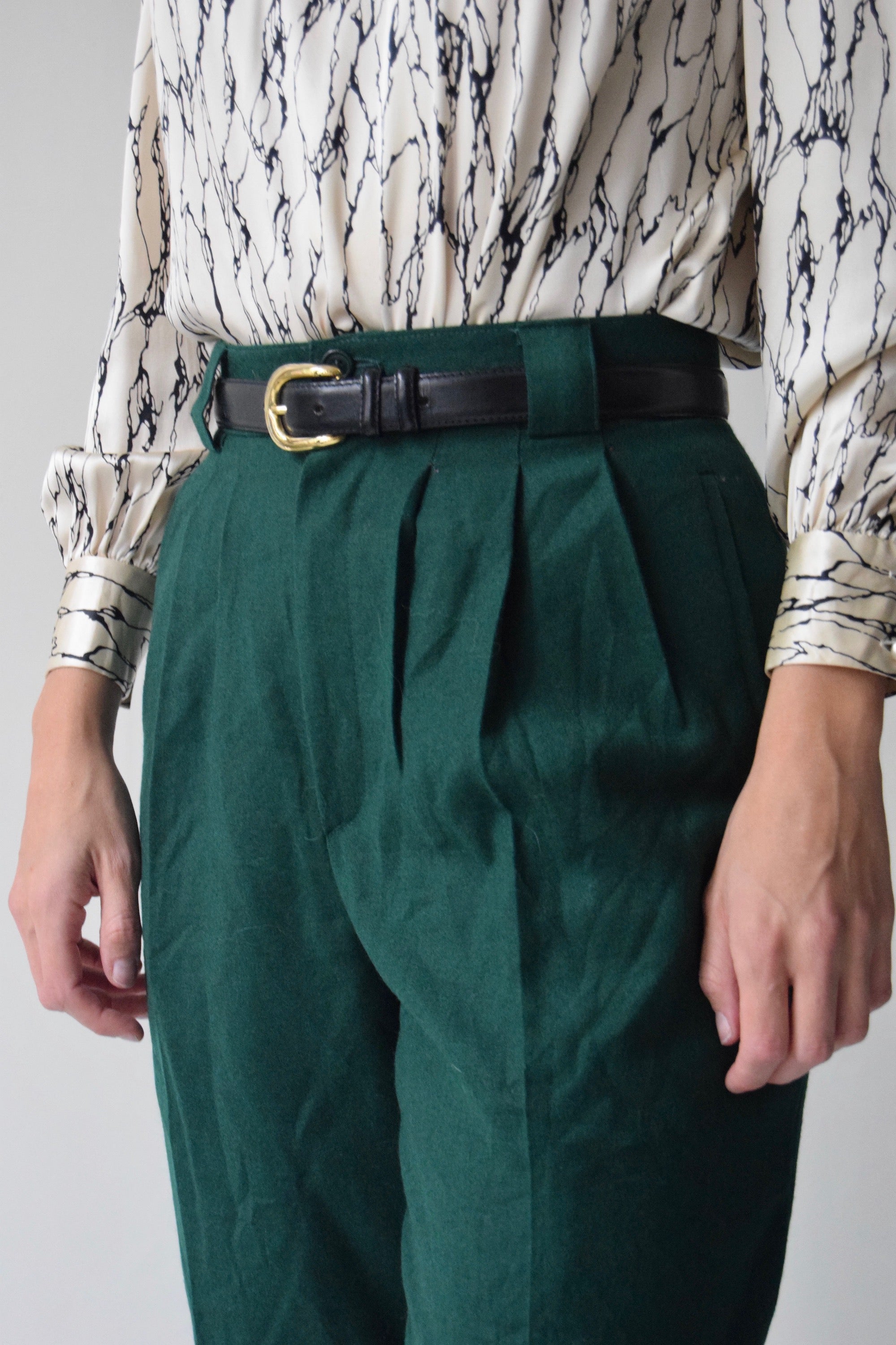 Forest Green Pure Wool Trousers