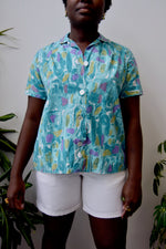 Sixties Aqua Blouse