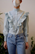 Robin's Egg Eyelet Ruffle Top