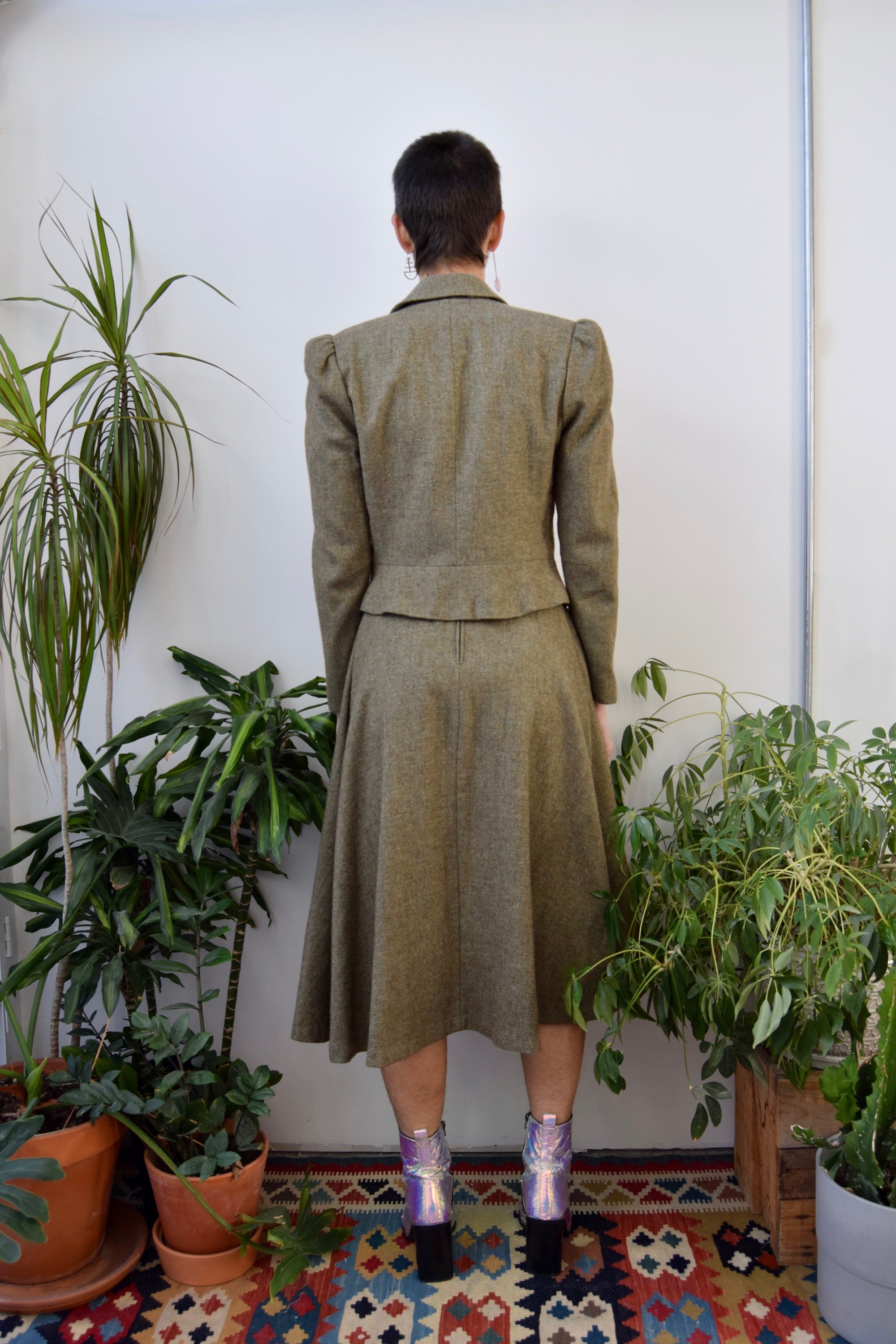 Vintage Wool Blend Skirt Suit