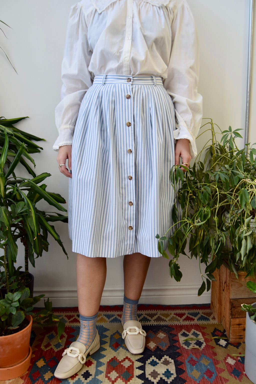 Striped Button Down Skirt