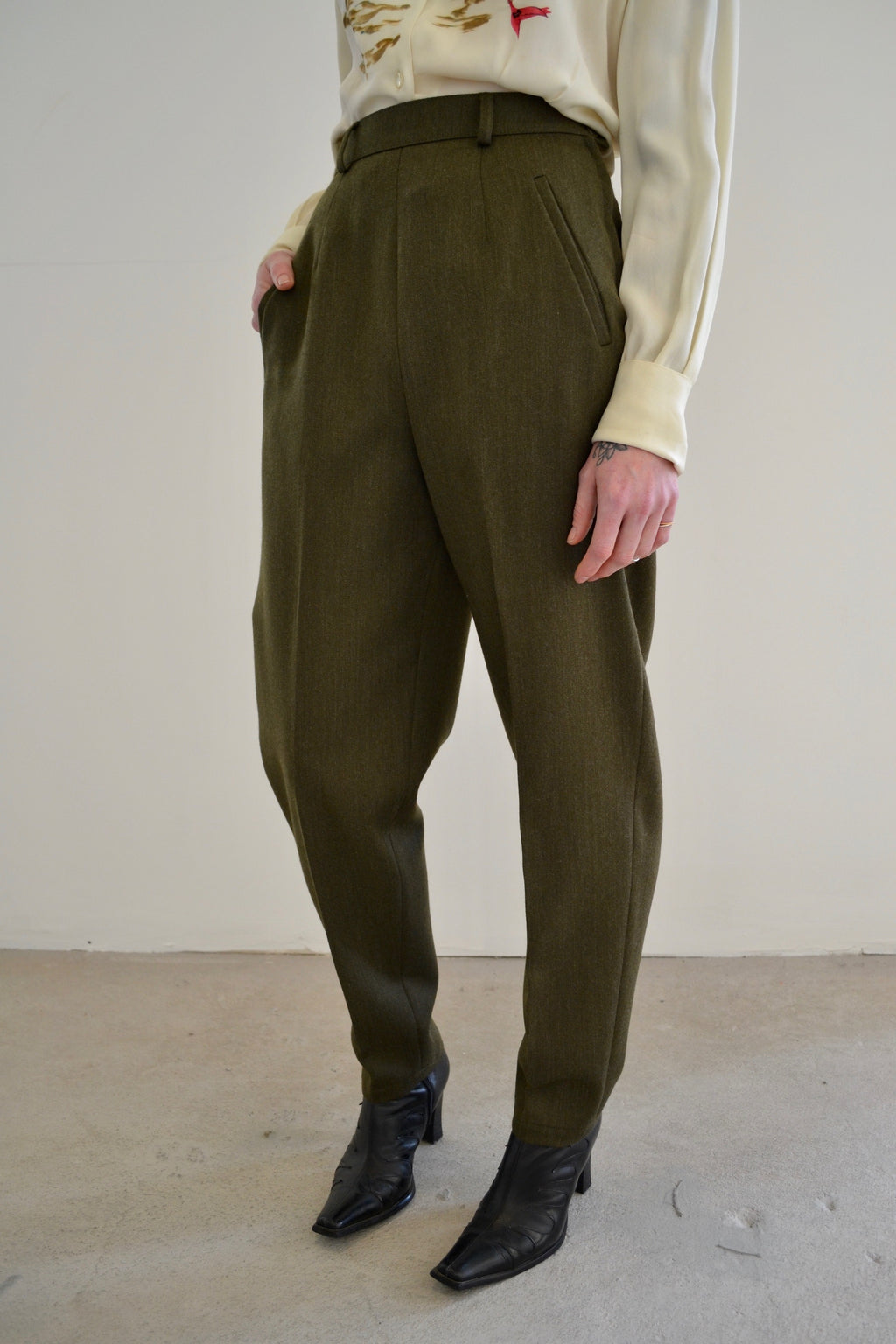 Military Green Wool Max Mara Trousers