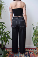 Contrast Stitch Wide Leg Pants