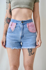 Contrast Denim Cut Offs