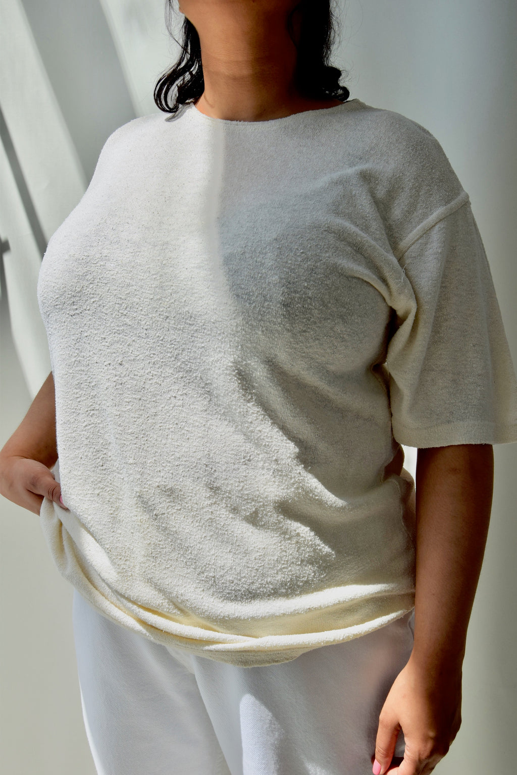 Ivory Raw Silk T-Shirt