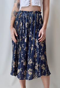 Muted Blue Floral Rayon Skirt