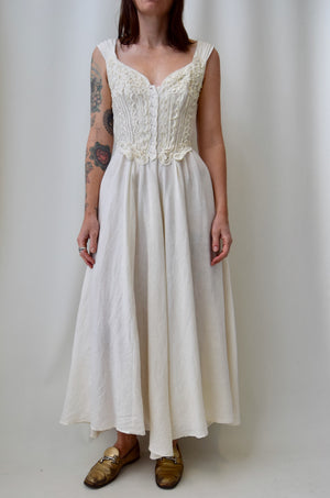 Cream Linen Corset Dress