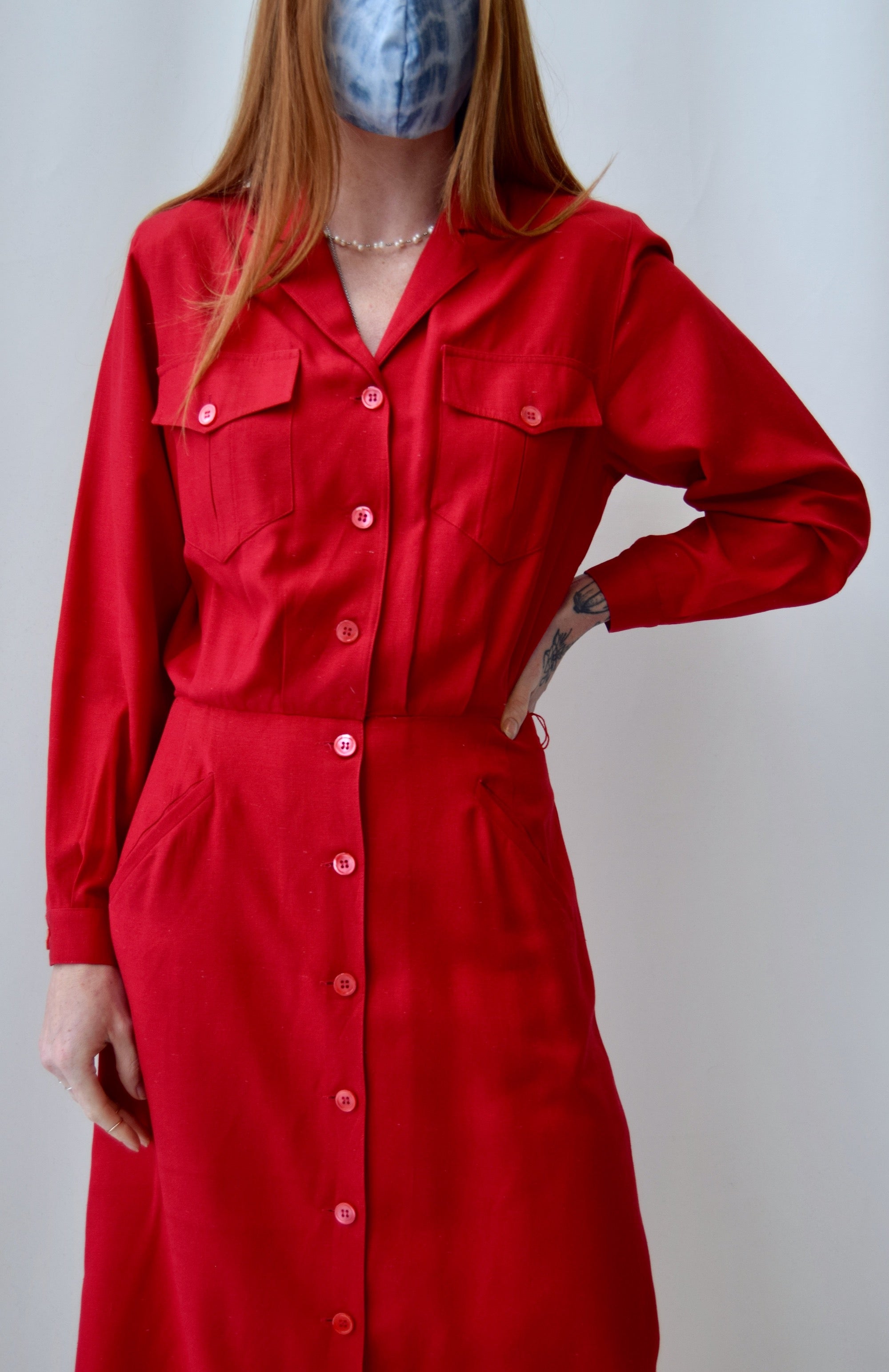 Ch-Ch-Ch-Cherry Red Raw Silk Dress