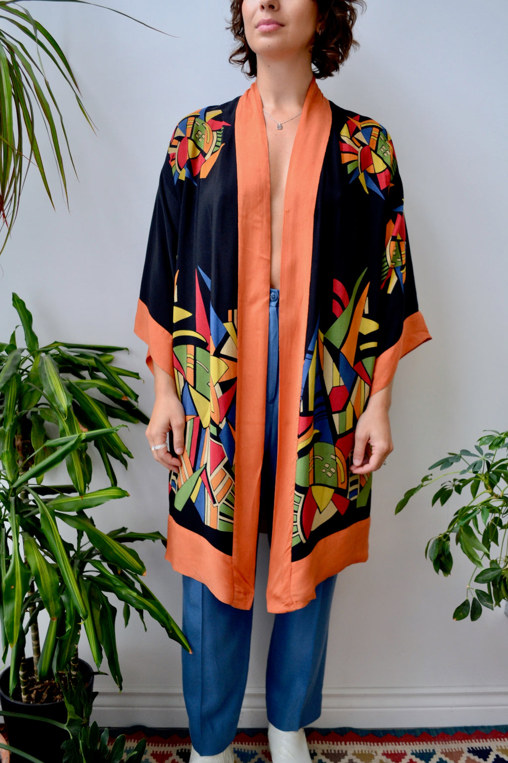 Twenties Art Deco Crepe Rayon Robe