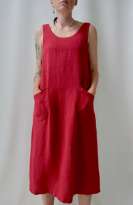 Ruby Red Linen Market Dress