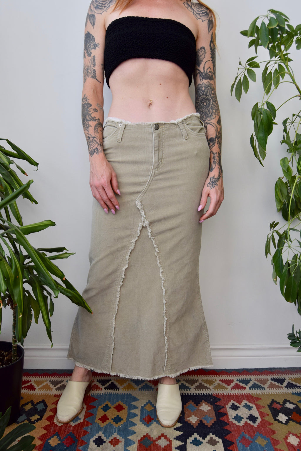 Raw Edge Aughts Cord Skirt
