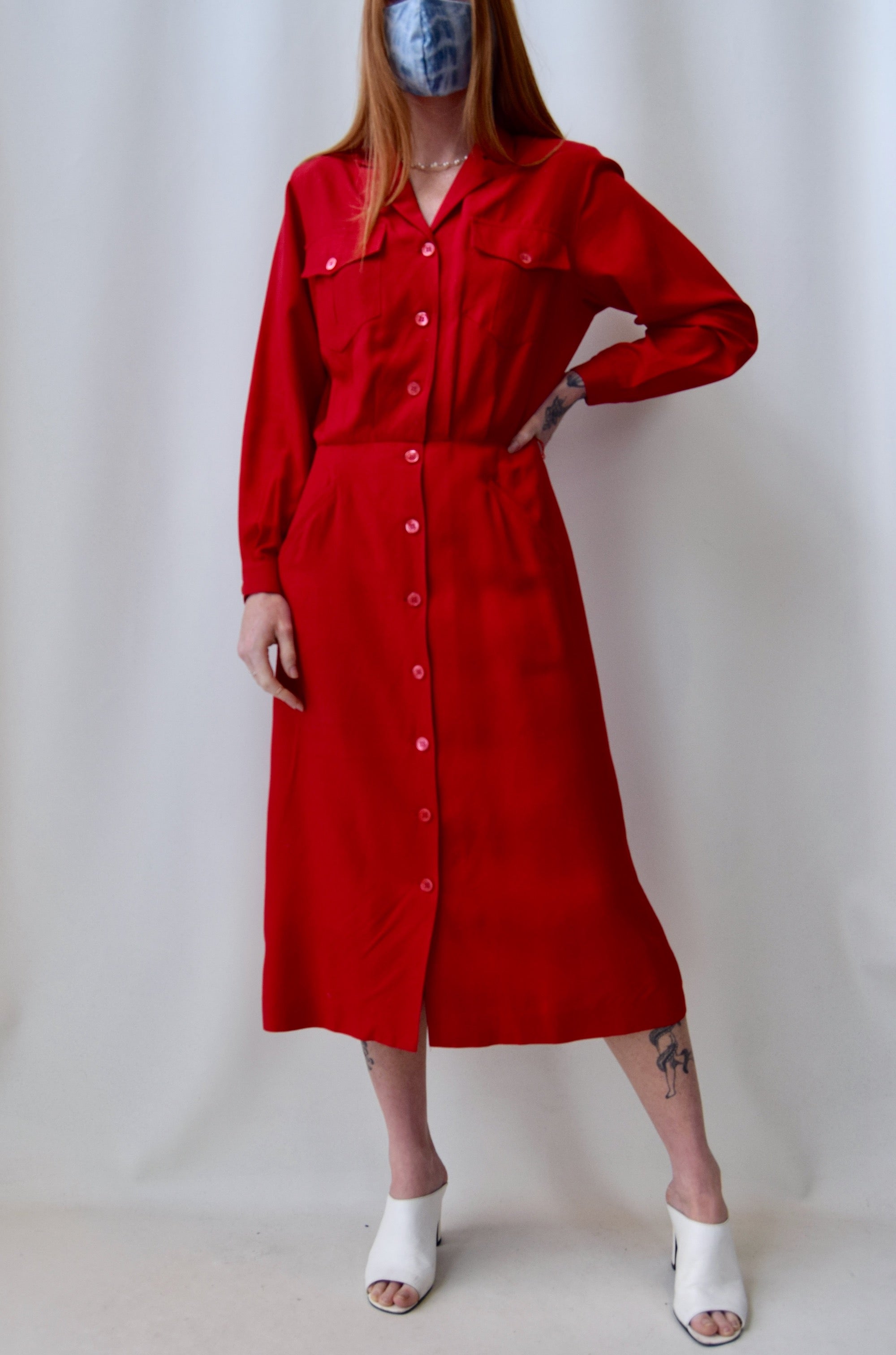 Ch-Ch-Ch-Cherry Red Raw Silk Dress