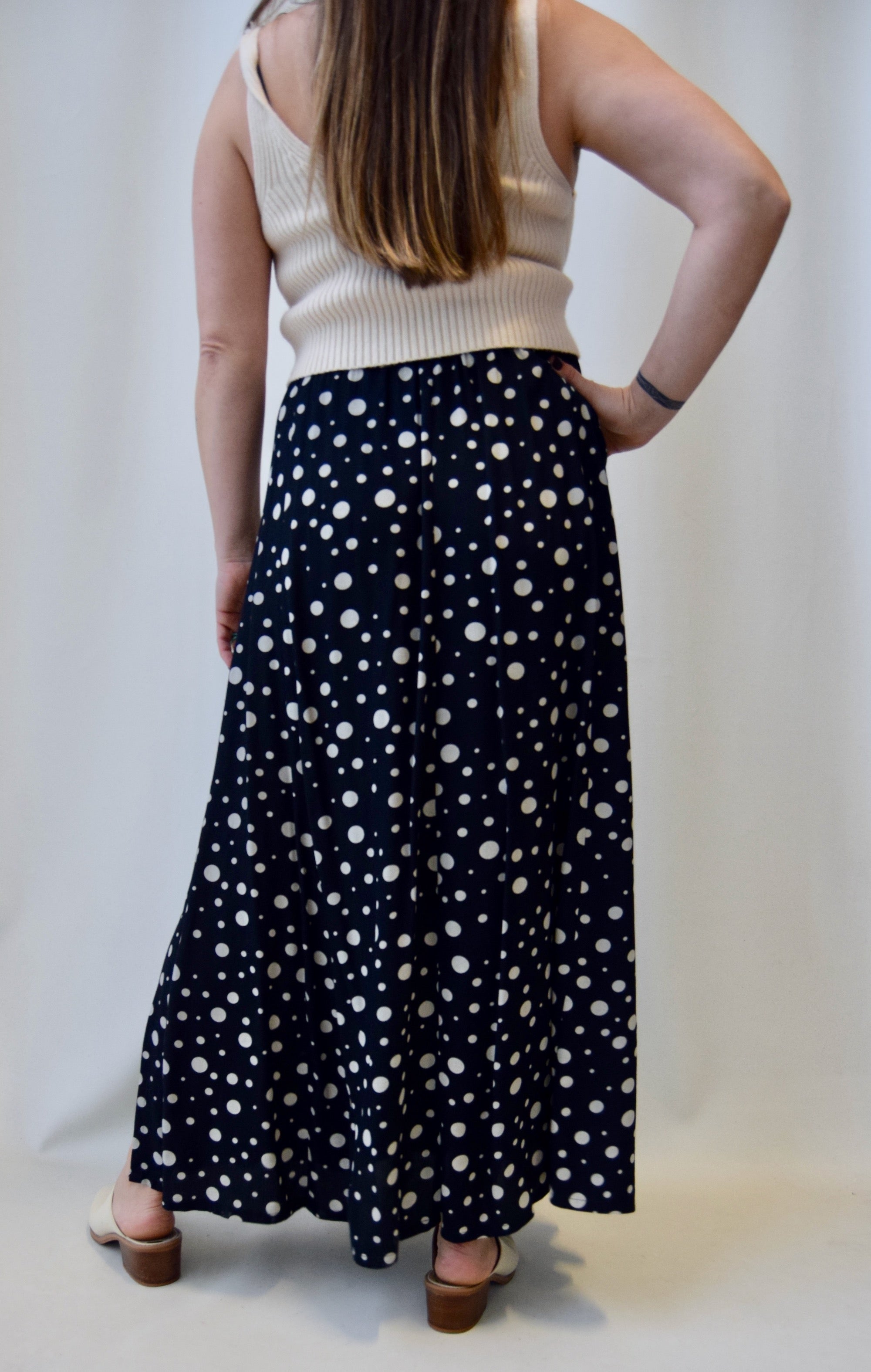 Nineties Polka Dot Button Front Skirt